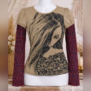 Nuvula Women's Long Sleeve Mixed Media Tee